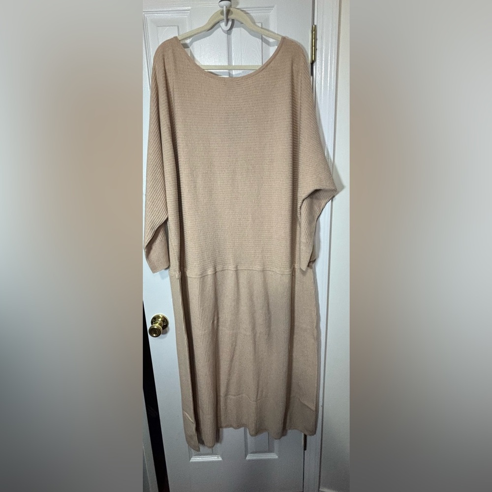 3X or 5X NWT STUDIO PARK CHAMPAGNE WOMENS Dolman Sleeve Sweater Dress - Picture 5 of 6